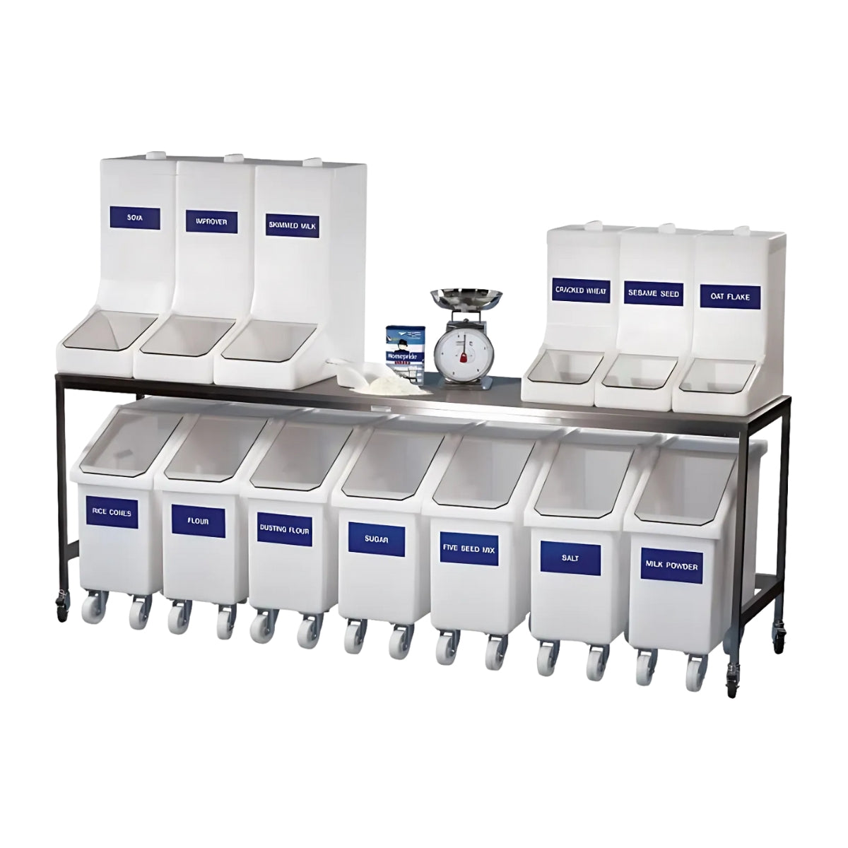 Food Grade Mobile Ingredient Bin with Dispenser Flap - 65L