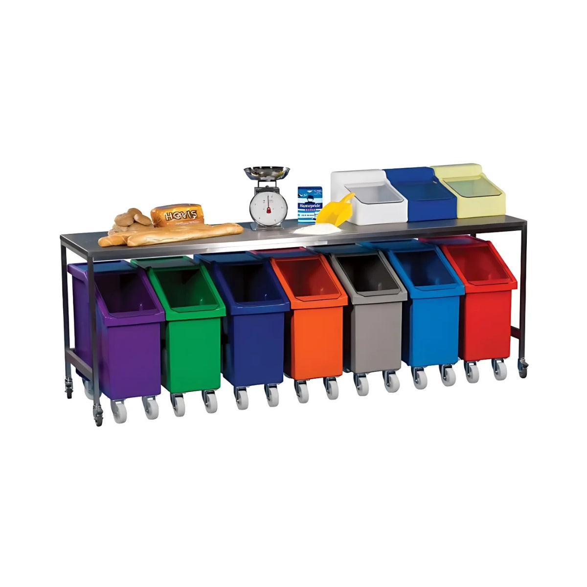 Food Grade Mobile Ingredient Bin with Dispenser Flap – 90L
