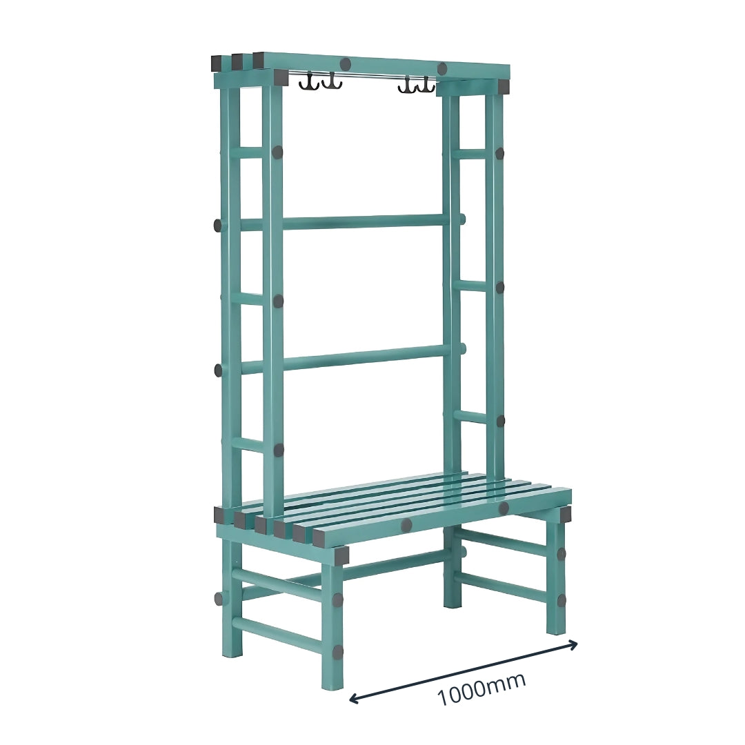Plastic Changing Room Bench with Hooks