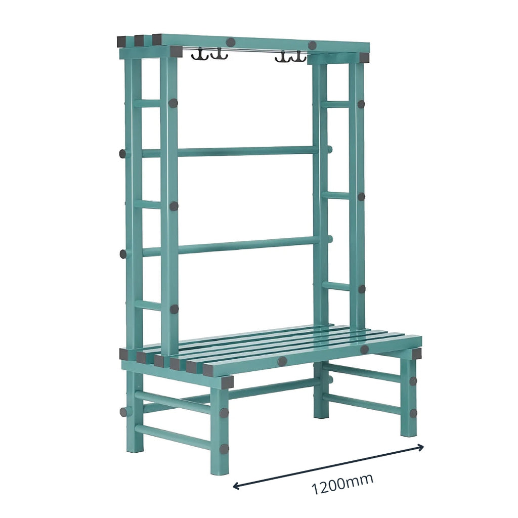 Plastic Changing Room Bench with Hooks
