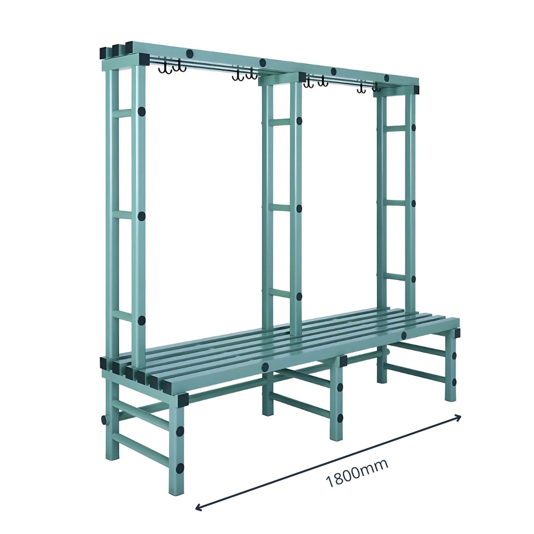 Plastic Changing Room Bench with Hooks